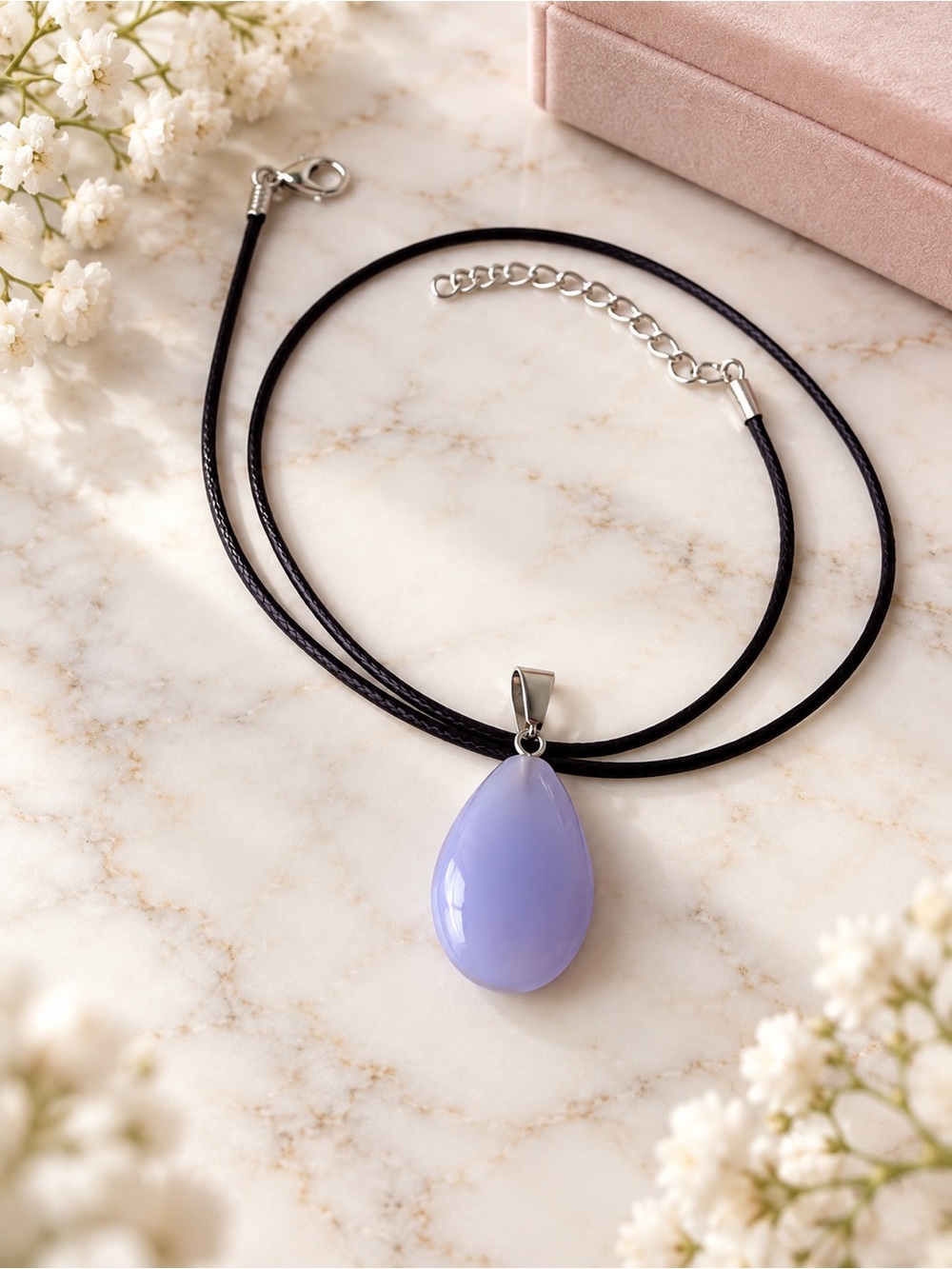 Lavender Teardrop Pendant Necklace - Women Jewelry